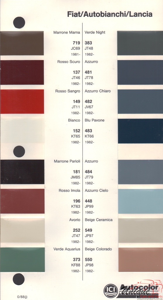 1981-1986 Fiat Paint Charts Autocolor